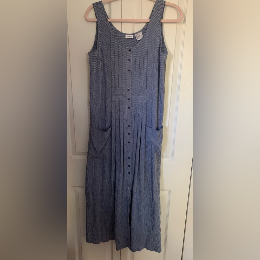 Together blue & White Cottagecore Sleeveless Dress